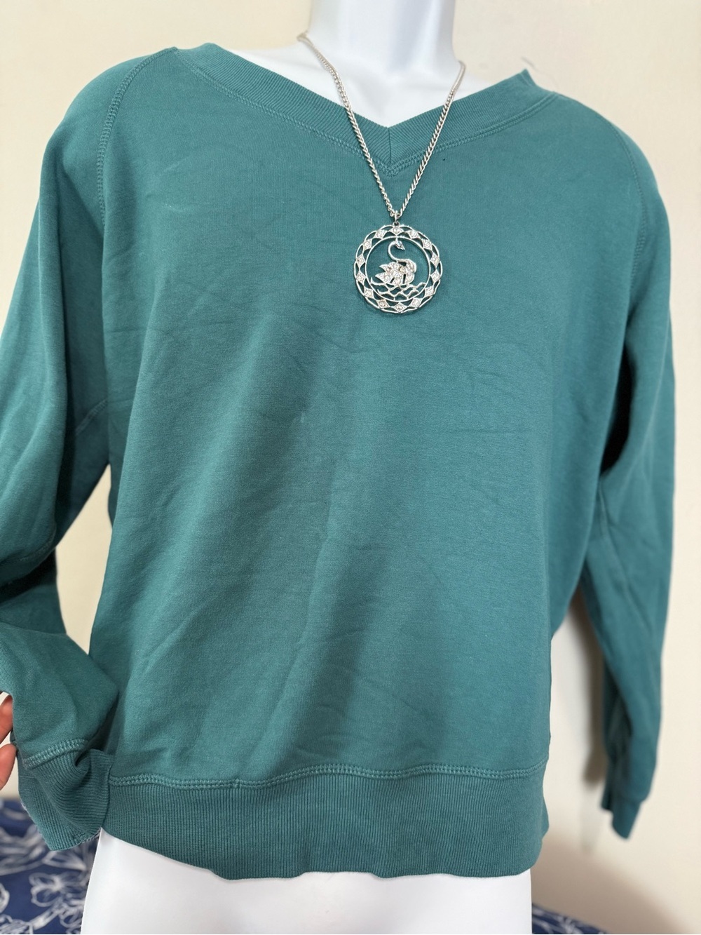 Buffalo David Bitton Teal V-Neck Sweatshirt - Picture 3 of 8